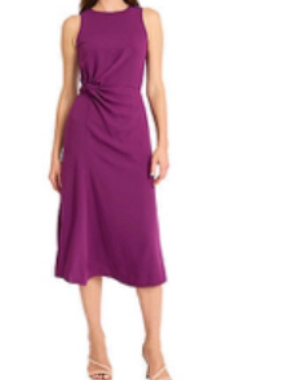 Maggy London Sleeveless Knot-Detail Midi Dress in Plum